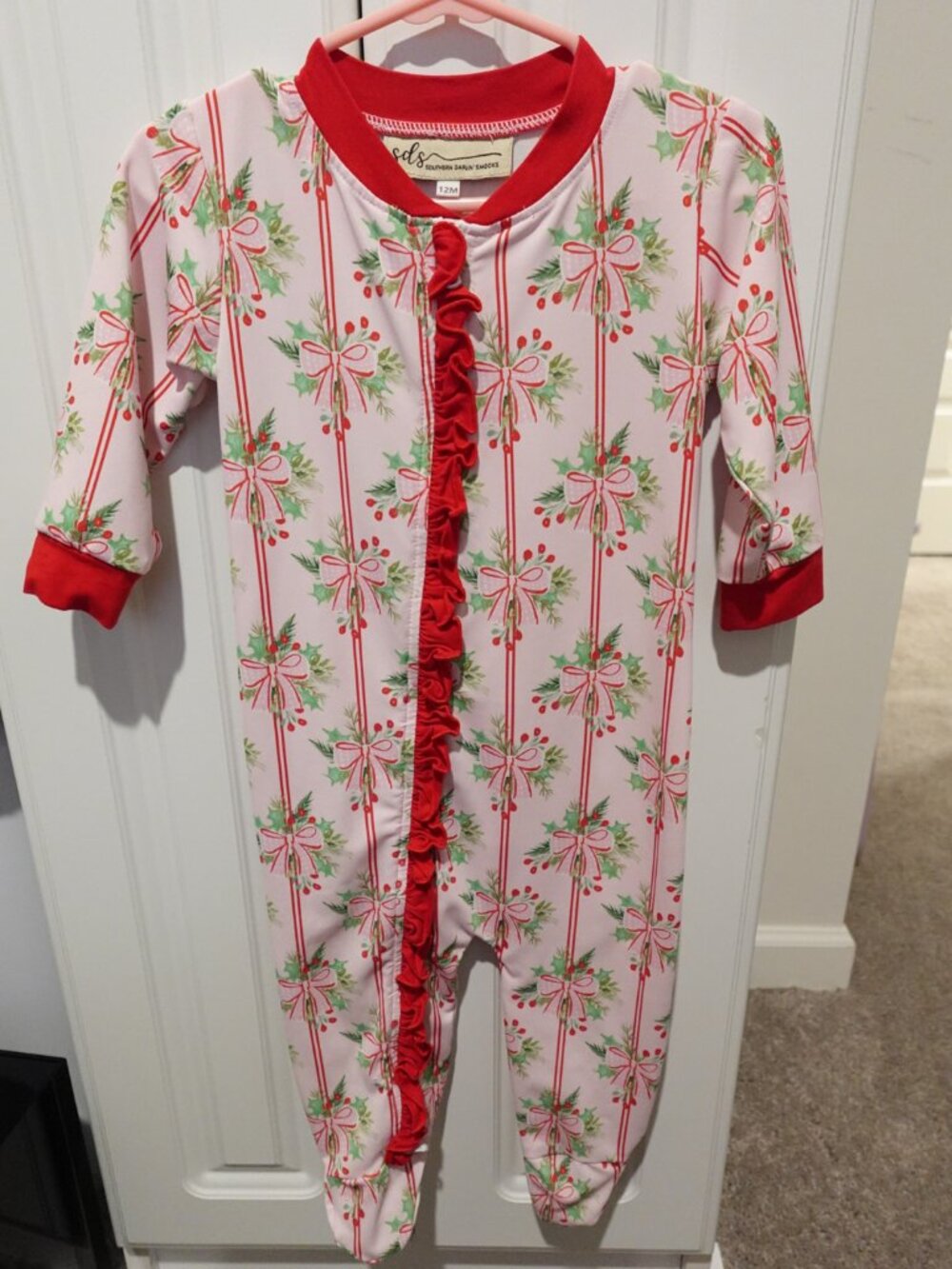 Southern Darlin Smocks Footed Christmas Pj's